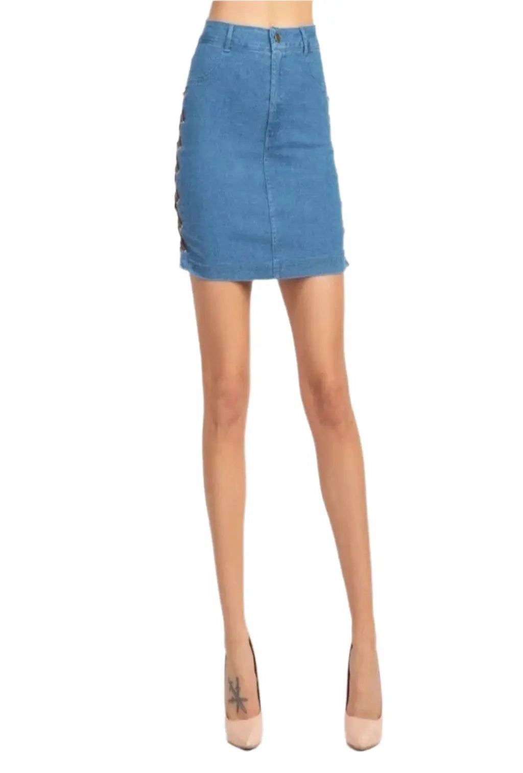 Corset & Split Denim Mini Skirts Set - Epicplacess