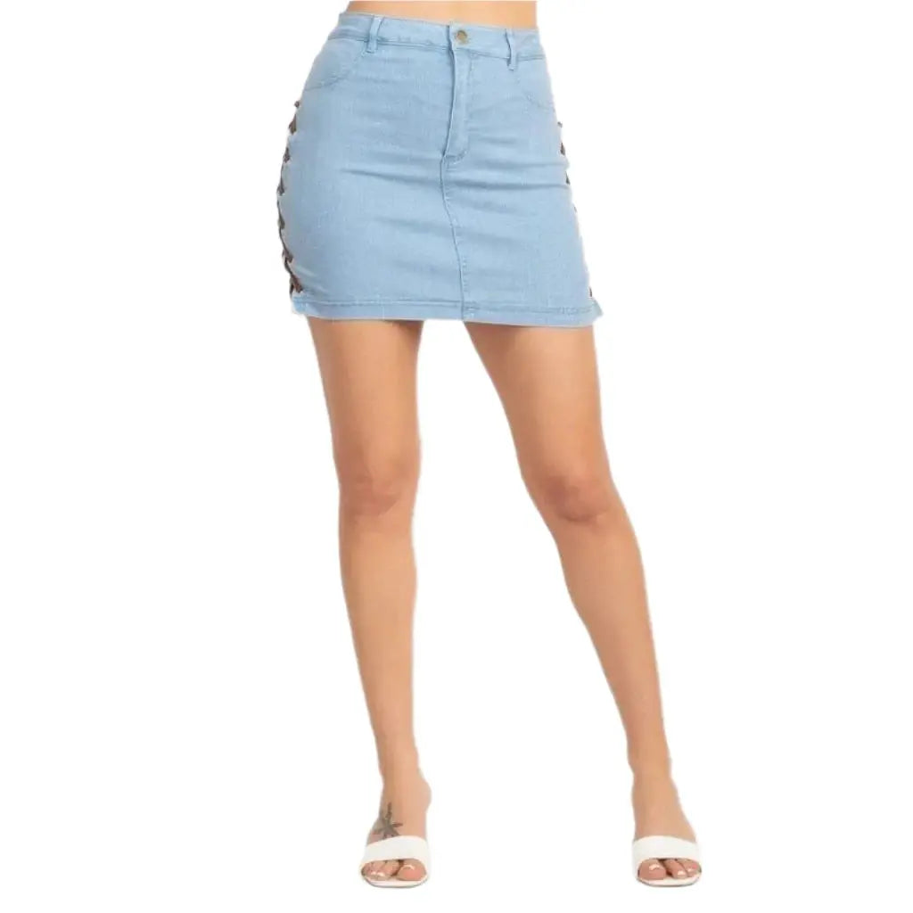 Corset & Split Denim Mini Skirts Set - Epicplacess