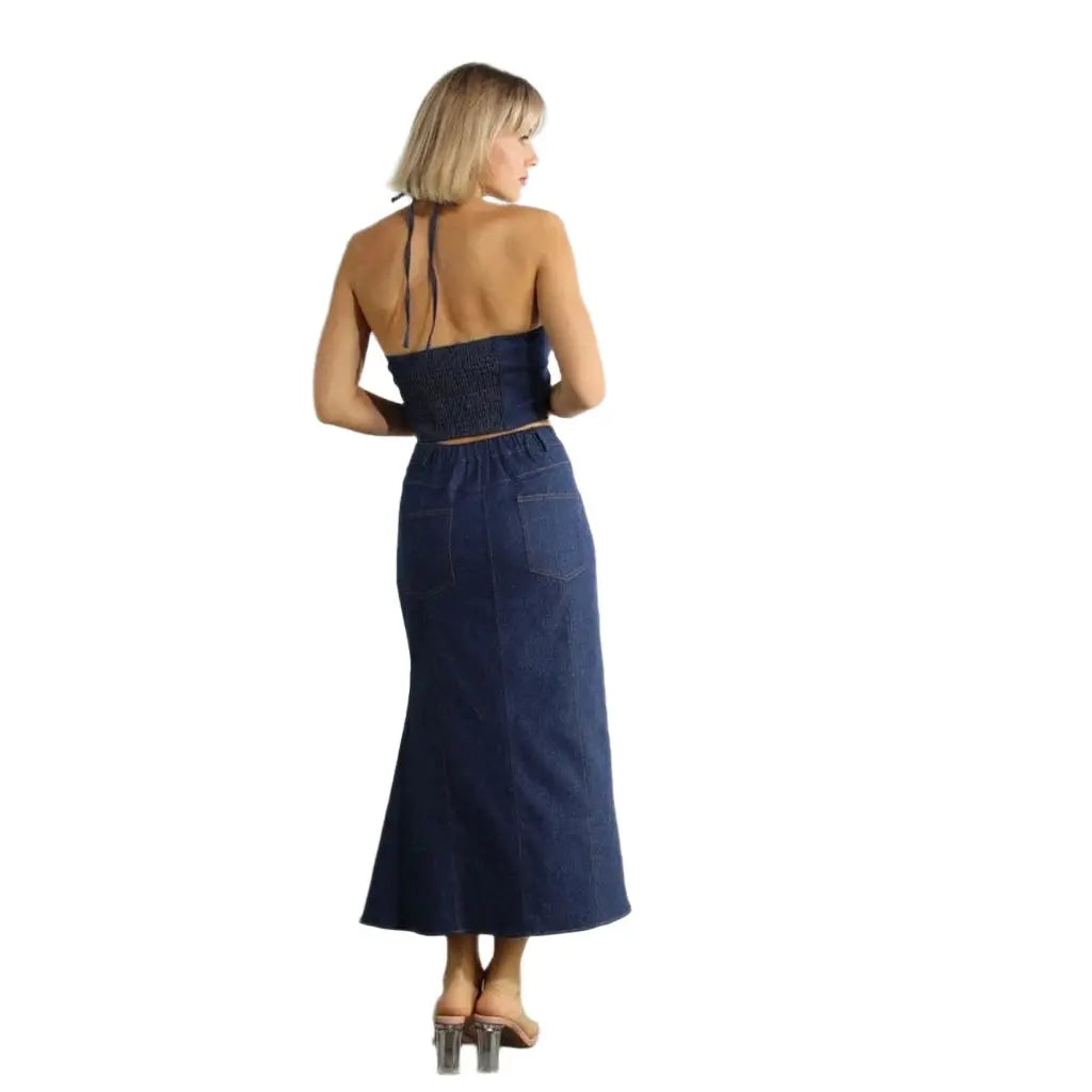 Asymmetric Women's Denim Skirt Set - Epicplacess