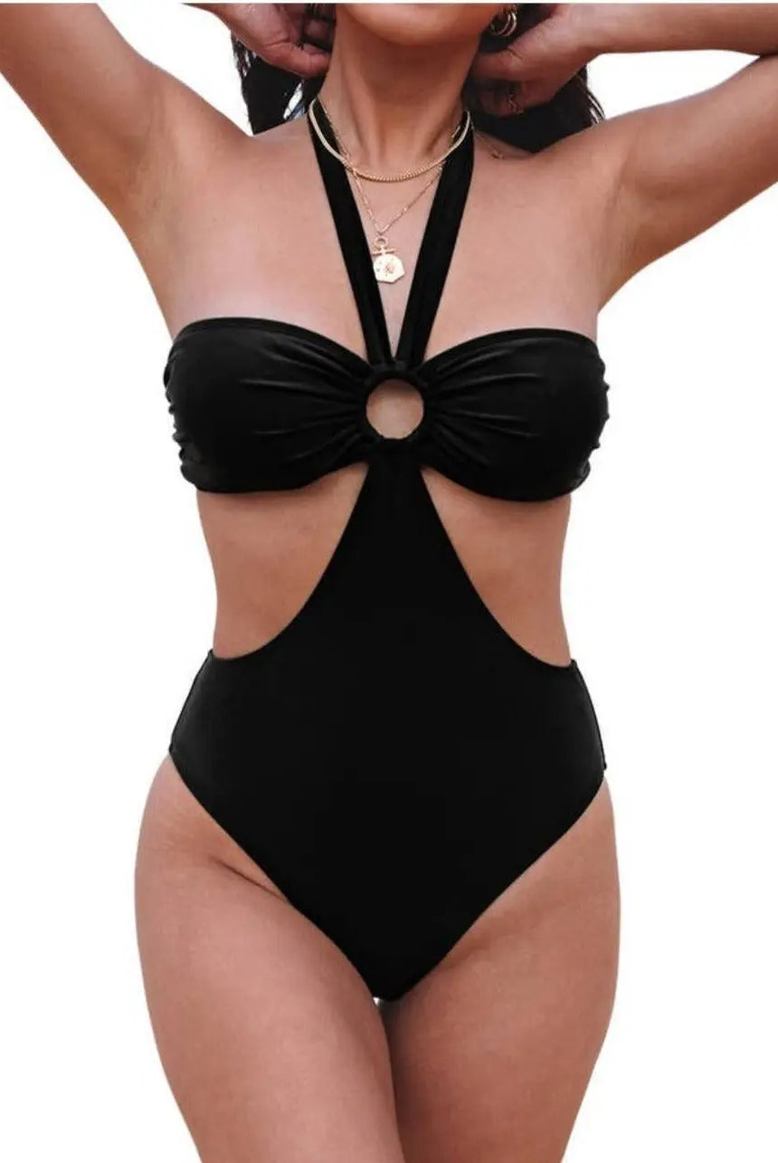 Halter Ruched Cut Out Swimsuit Swimsuit Epicplacess