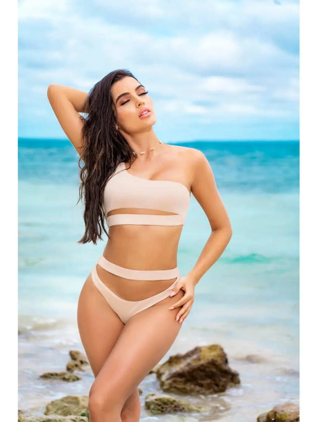 Shimmery In Greece Swimsuit - Ivory - Epicplacess