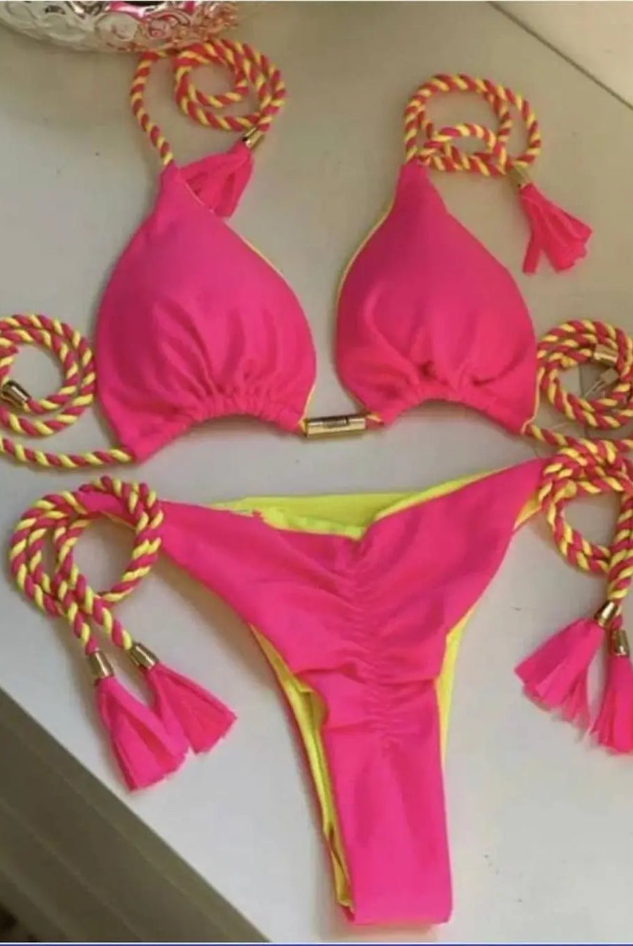 Rope Ties 2 Piece Bikini Swimsuit Swimwear Epicplacess