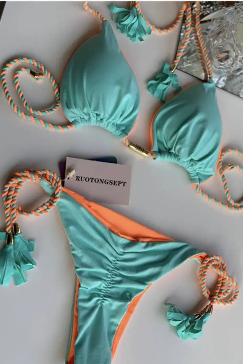 Rope Ties 2 Piece Bikini Swimsuit Swimwear Epicplacess