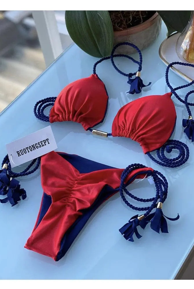 Rope Ties 2 Piece Bikini Swimsuit Swimwear Epicplacess