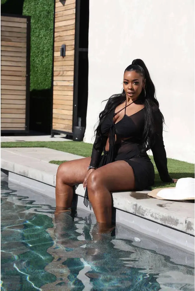 Tie Front Mesh Coverup Swimwear Epicplacess