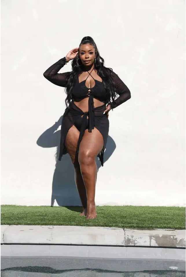 Tie Front Mesh Coverup Swimwear Epicplacess