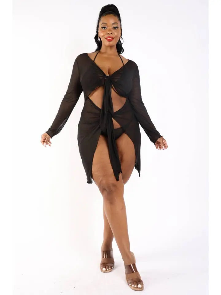 Tie Front sexy Mesh Cover Up - Epicplacess