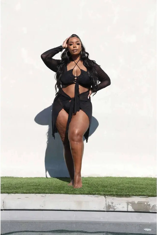 Tie Front Mesh Coverup Swimwear Epicplacess