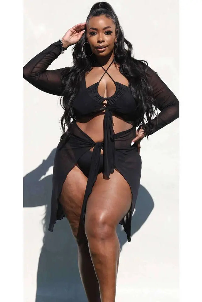 Tie Front Mesh Coverup Swimwear Epicplacess
