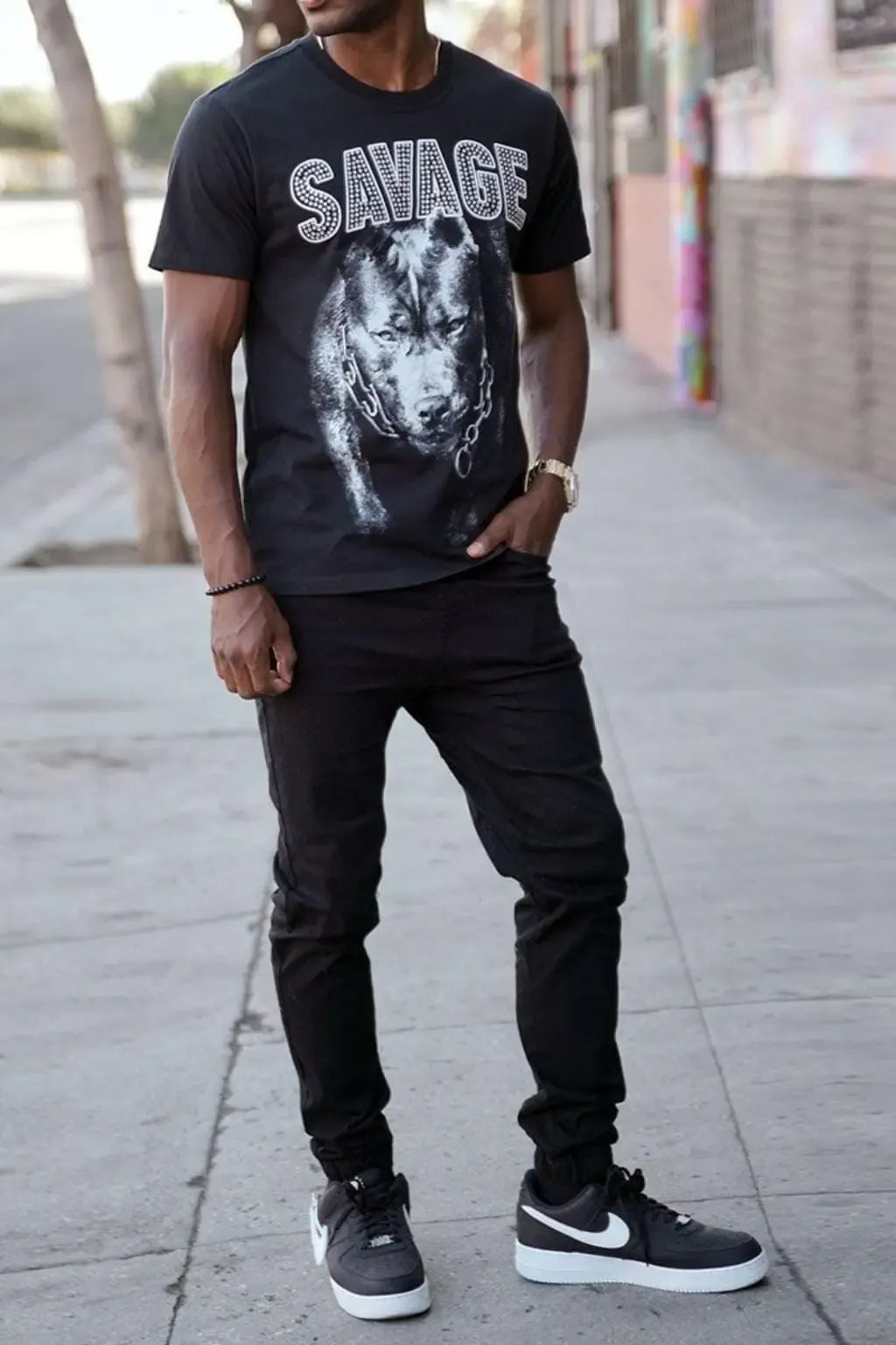 Black graphic tee back view - Epicplacess