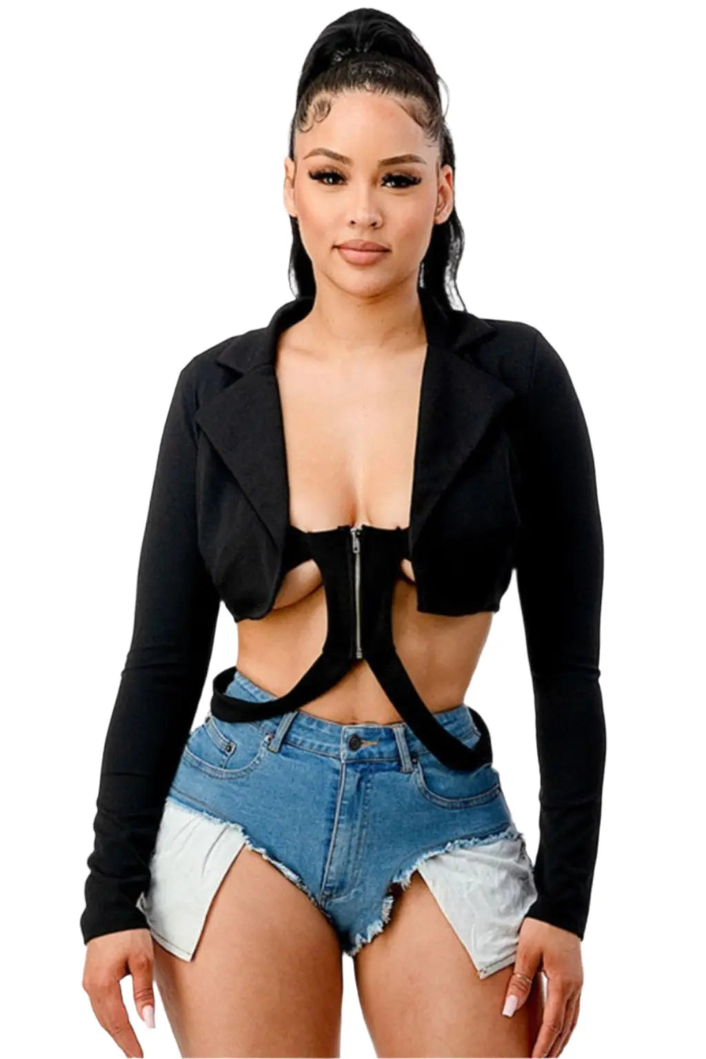 Ruched One Shoulder Asymmetric Crop Top - Epicplacess
