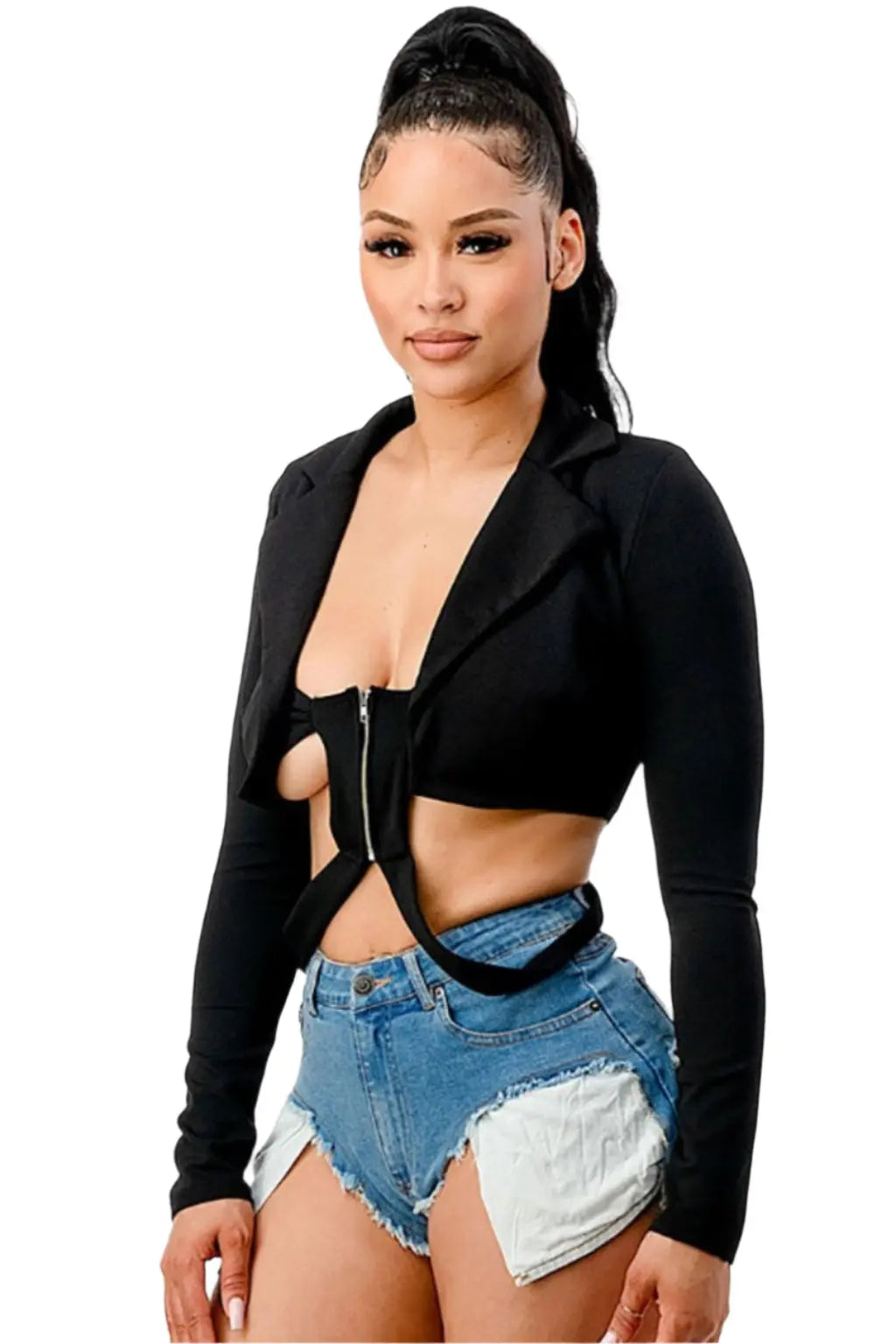 Ruched One Shoulder Asymmetric Crop Top - Epicplacess