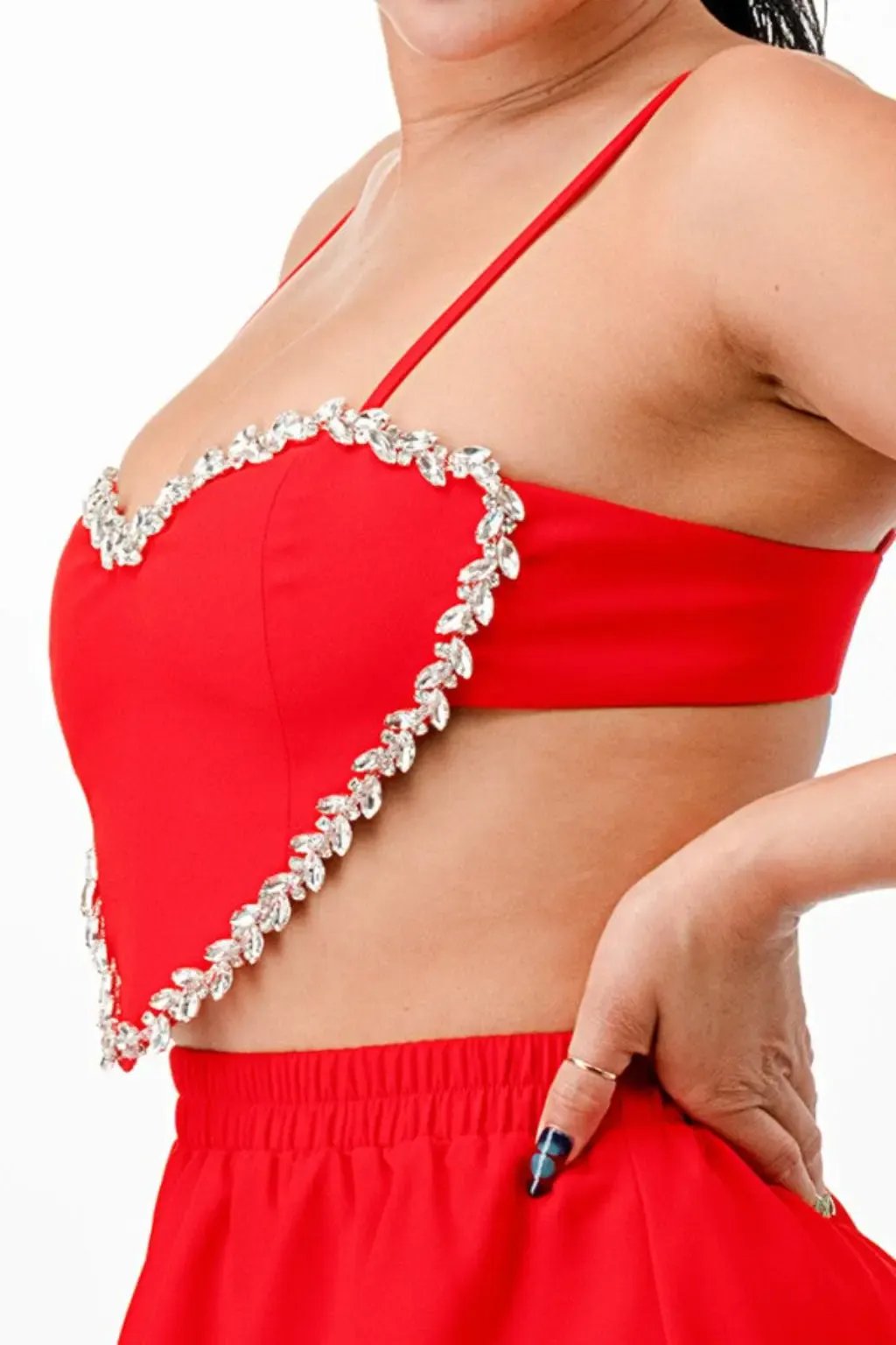 Stretch woven crop top front view - Epicplacess