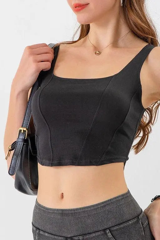 Denim Bustier Crop Top tops Epicplacess Black S