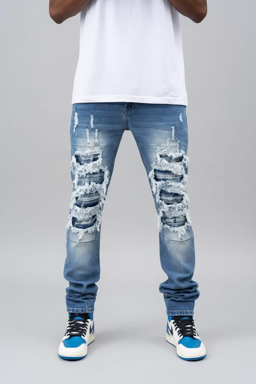 Men's ripped flared jeans - retro 70s denim style