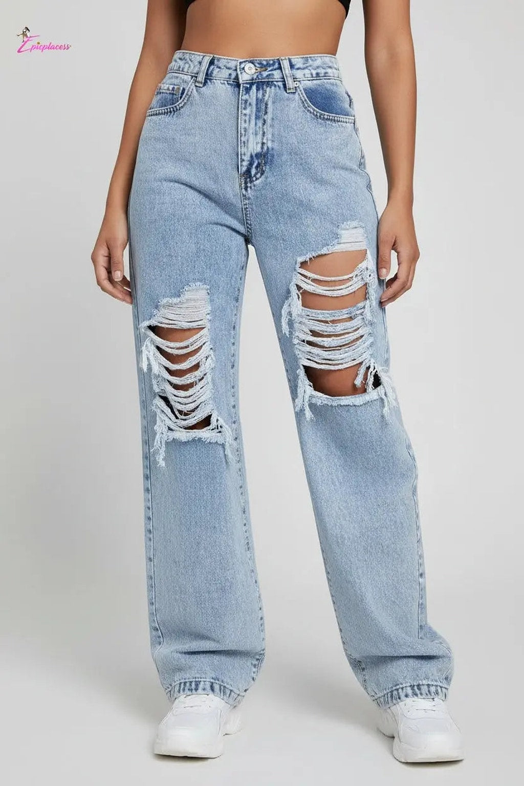 Women's high-rise distressed wide-leg jeans - 17 ways to style denim