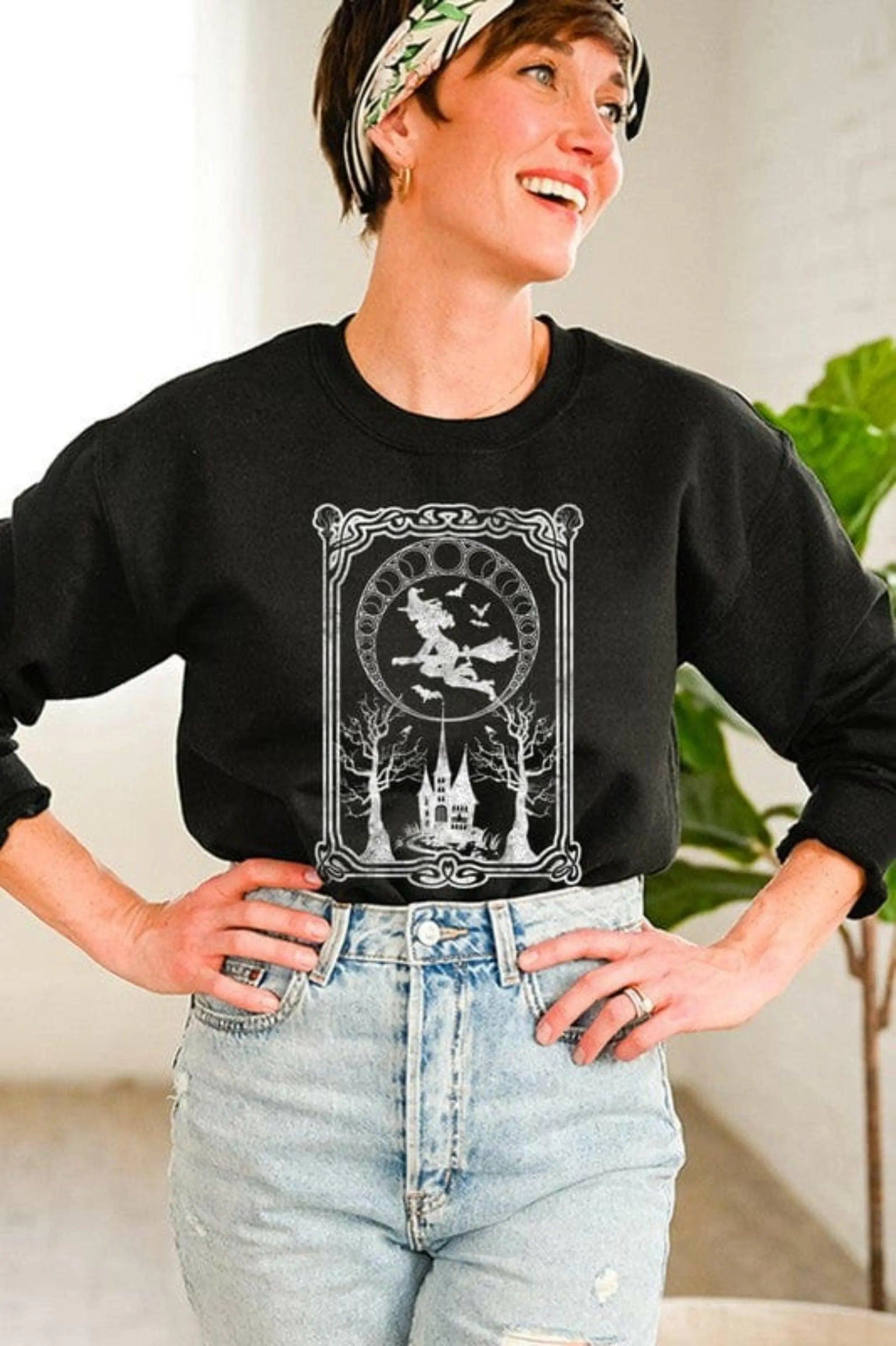 Women's Spooky Time cropped teddy sweater - decade Halloween looks