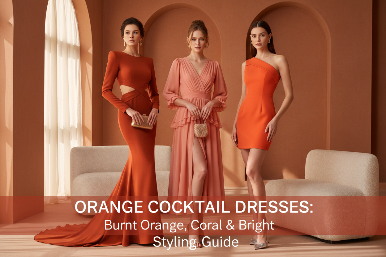 Orange Cocktail Dresses: Burnt Orange, Coral and Bright Styling Guide