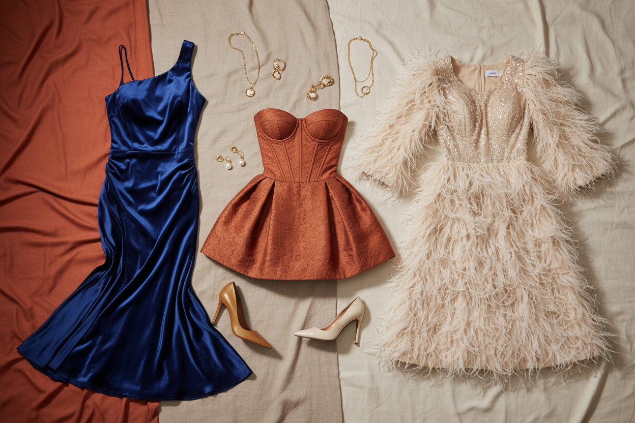 Statement Cocktail Dresses: One-Shoulder, Corset and Feather Styles