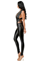 Lara Cut Out Knit Pu Leather Jumpsuits - Epicplacess