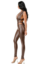 Lara Cut Out Knit Pu Leather Jumpsuits - Epicplacess