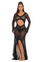 Kiana Cut Out Ruffle Mesh Maxi Dress - Epicplacess