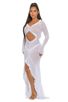 Kiana Cut Out Ruffle Mesh Maxi Dress - Epicplacess