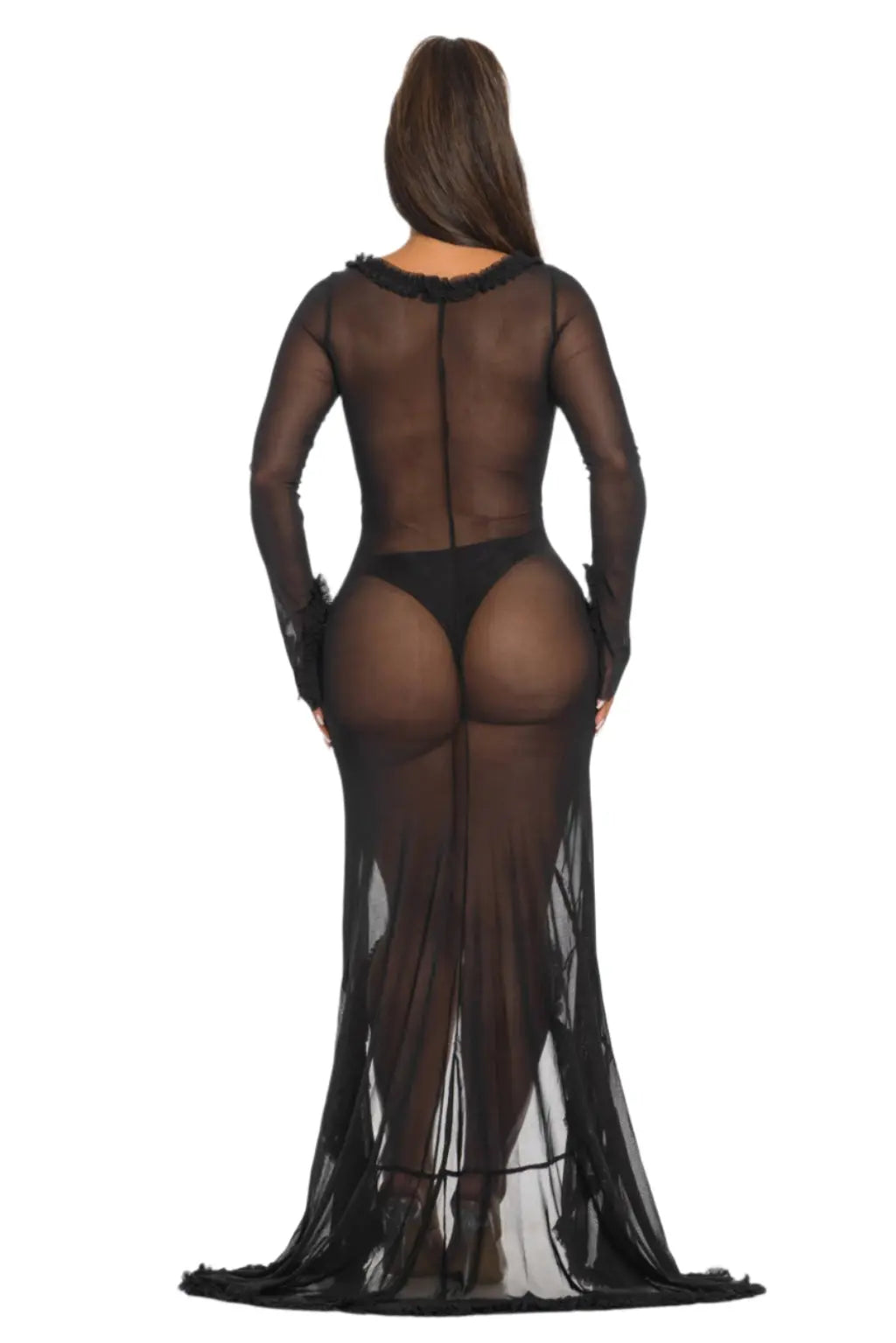 Kiana Cut Out Ruffle Mesh Maxi Dress - Epicplacess