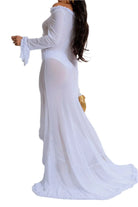 Kiana Cut Out Ruffle Mesh Maxi Dress - Epicplacess