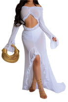 Kiana Cut Out Ruffle Mesh Maxi Dress - Epicplacess