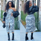 Zip-Up Tube Denim Maxi Dress - Epicplacess