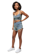 Pearl Chain Ya Business Denim Set Shorts - Epicplacess