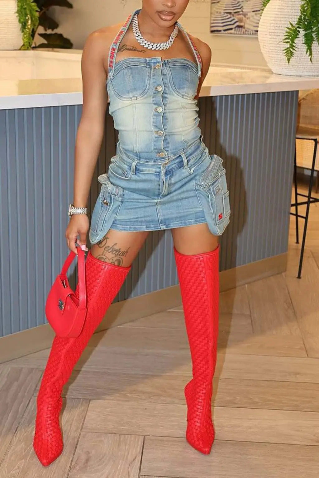 Cassie Denim Mini Skirts Set - Epicplacess