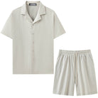 Men's Textured Jacquard Co-ord Set – Stone Flat Lay
