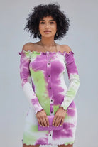 Tie-dye mini dress front view - Epicplacess