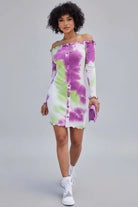 Purple mini dress outfit view - Epicplacess