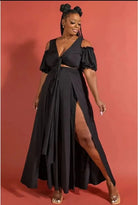 Black maxi skirt set outfit view - Epicplacess