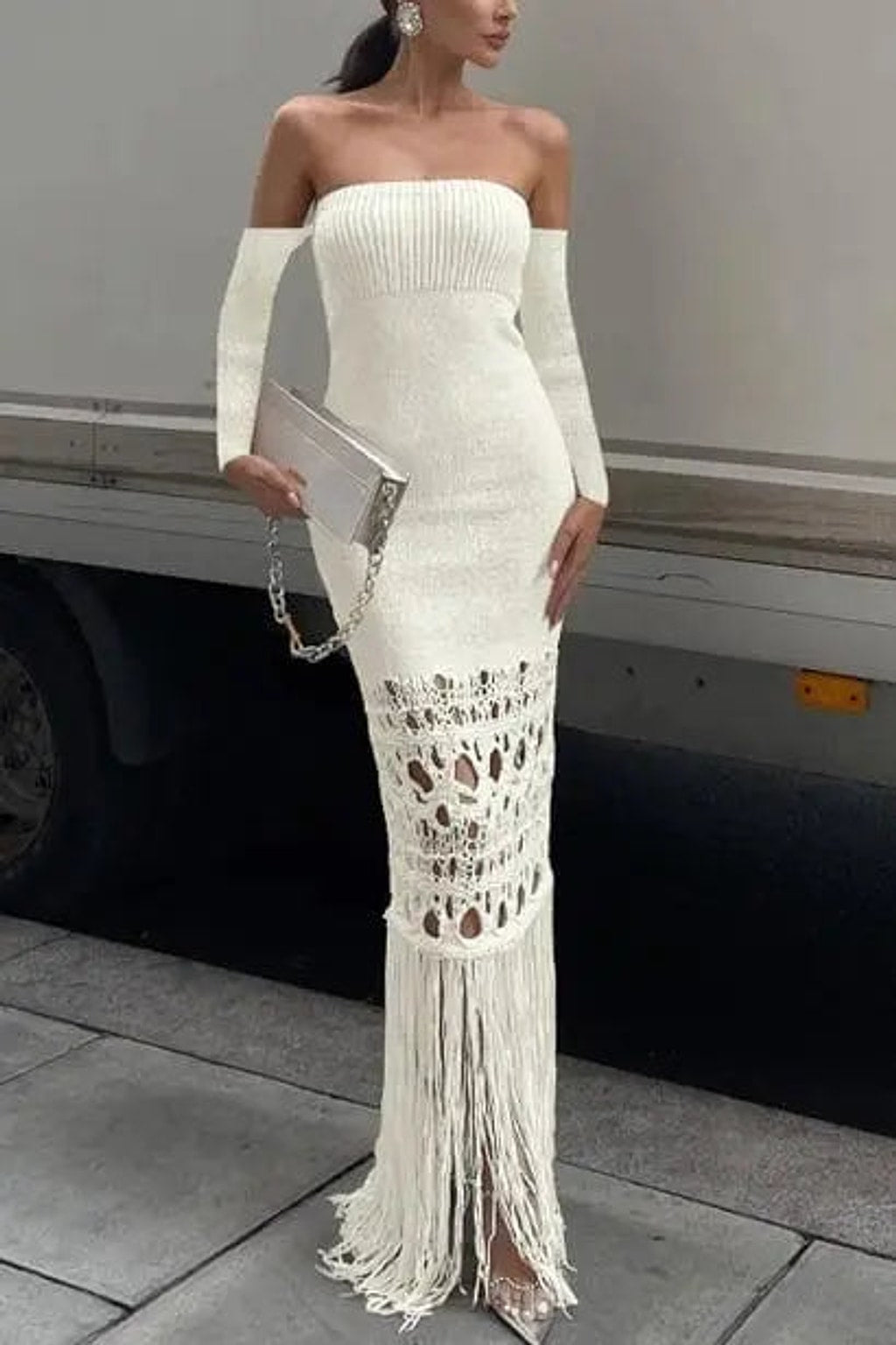 White tassel maxi dress - Epicplacess