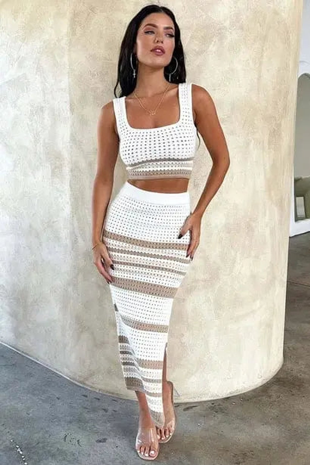 Khaki skirt set front view - Epicplacess
