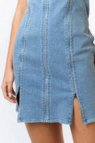 Light blue denim dress front view - Epicplacess