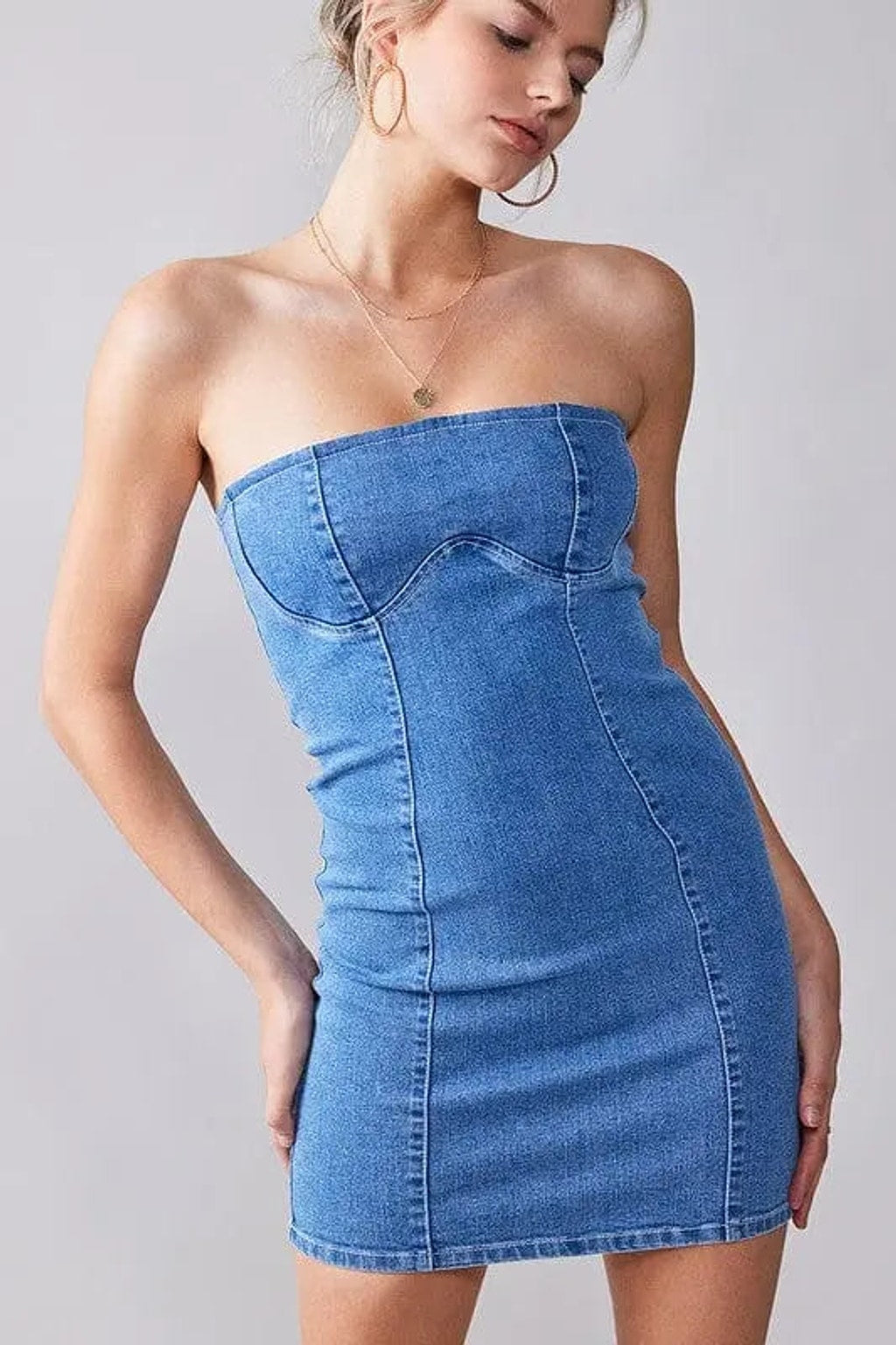Denim tube dress detail - Epicplacess