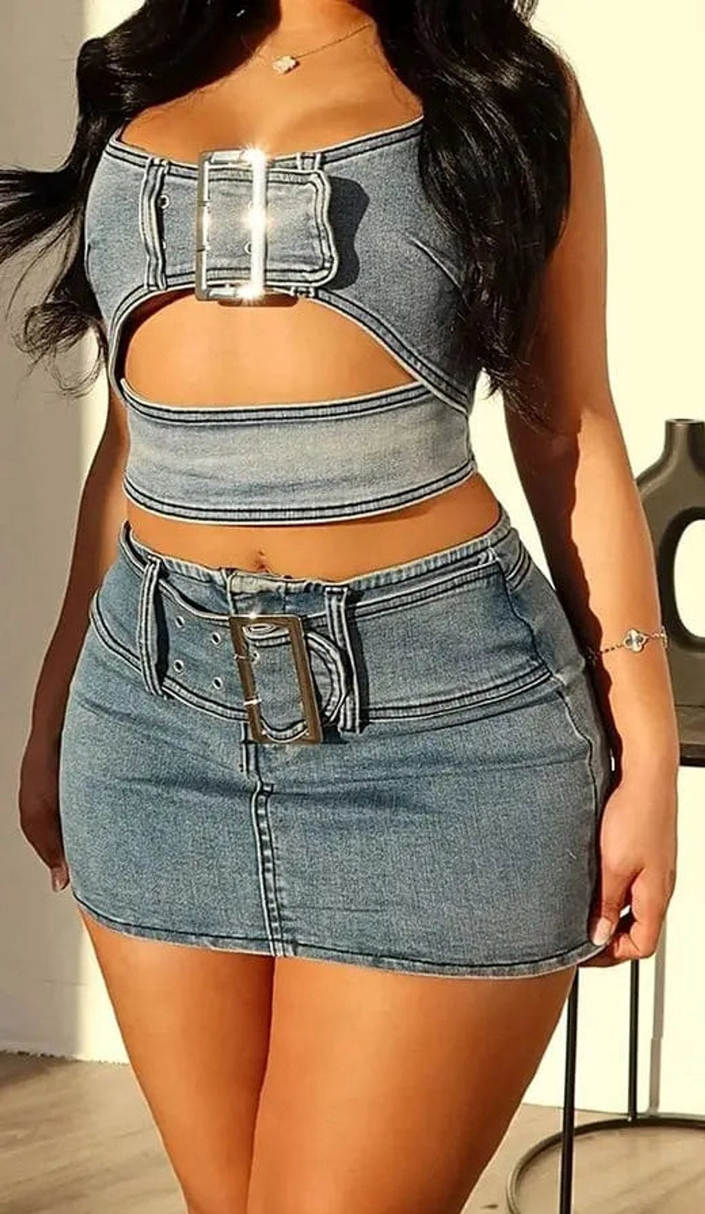 Stylish Women's Denim Skirt Set - Epicplacess