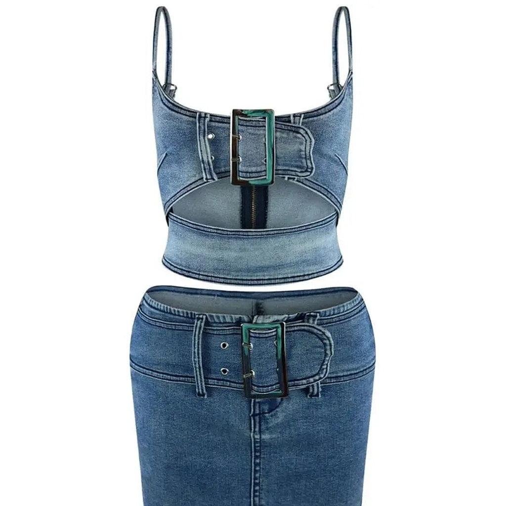 Stylish Women's Denim Skirt Set - Epicplacess