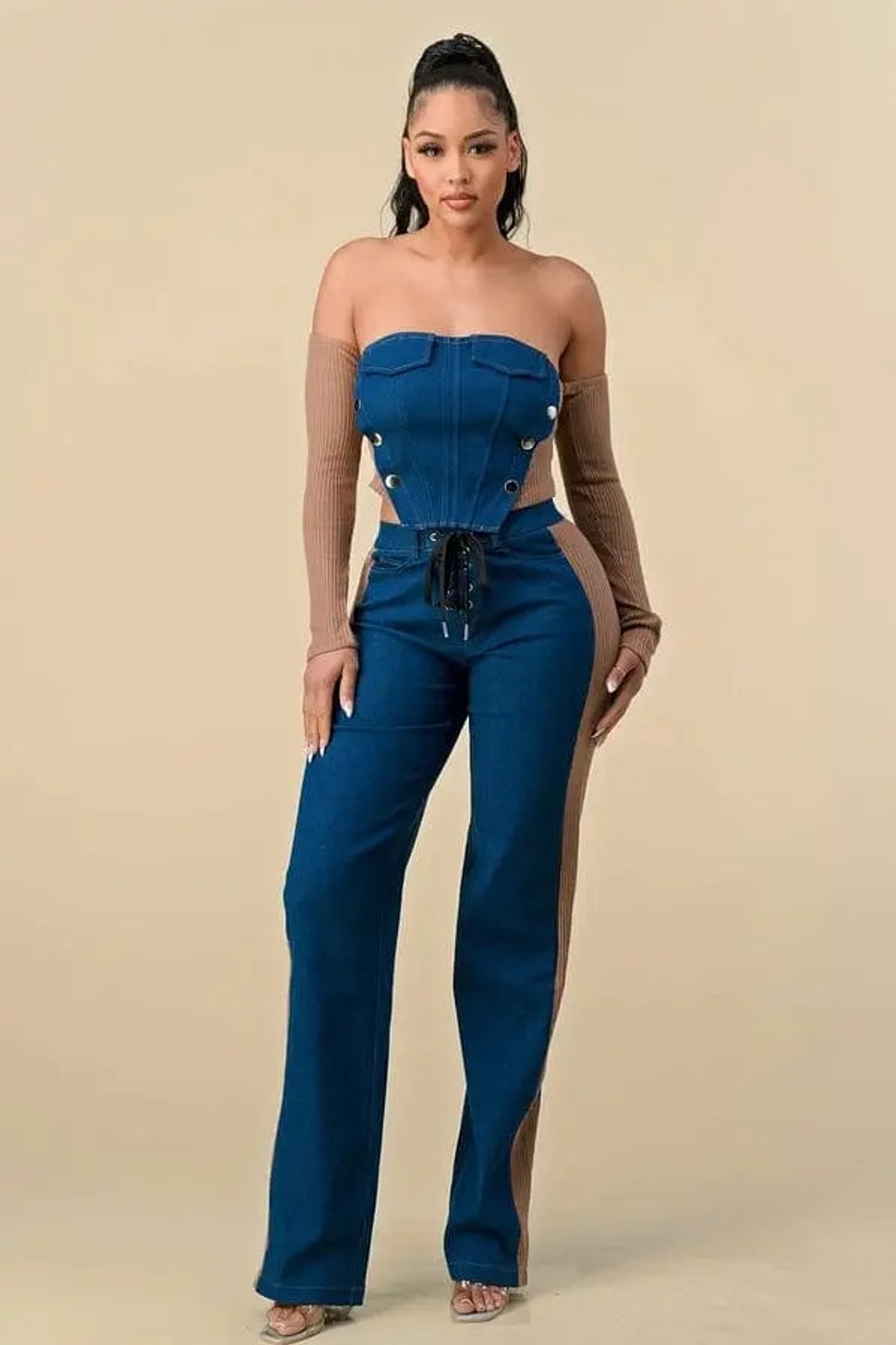 Denim jeans set outfit view - Epicplacess