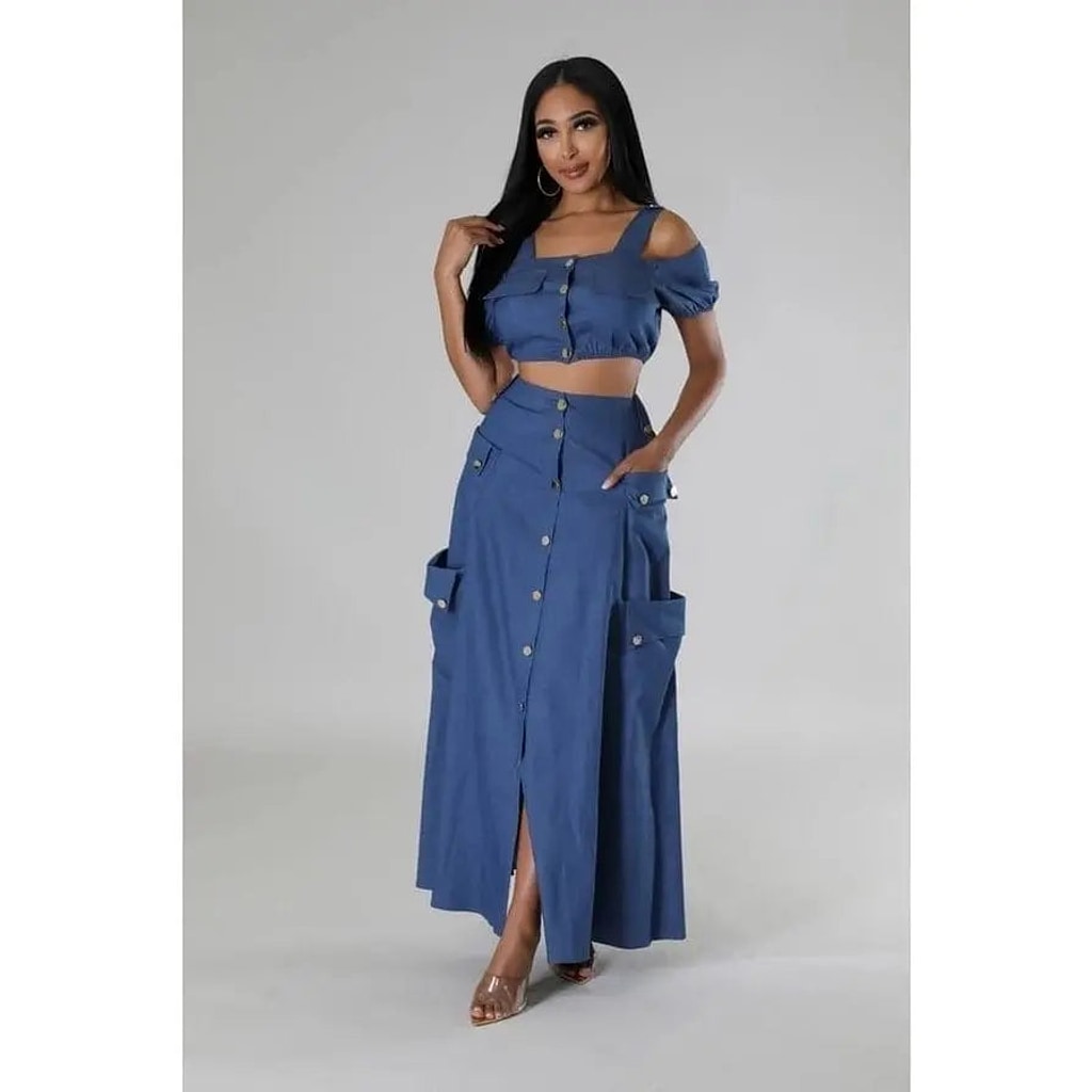 Off-shoulder crop top set front view - Epicplacess