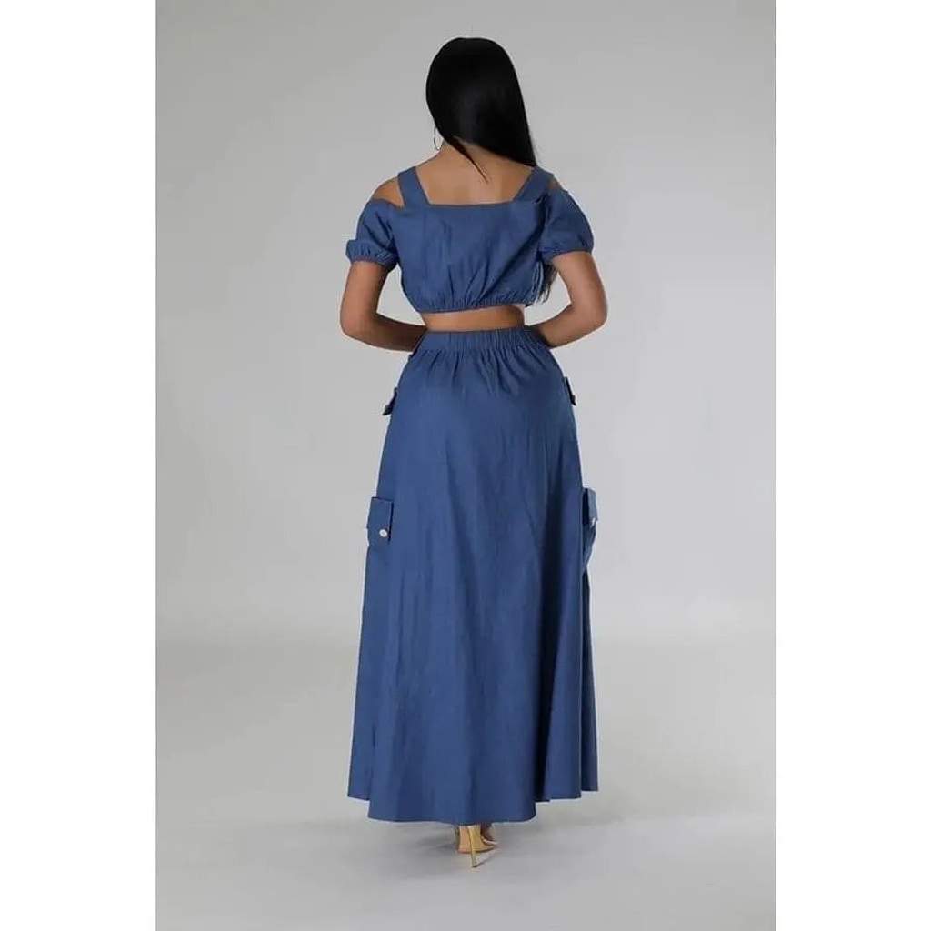 Crop top and midi skirt set side view - Epicplacess