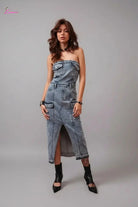 Denim wrap dress side detail - Epicplacess