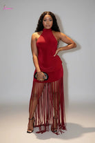 Fringe maxi dress front view - Epicplacess