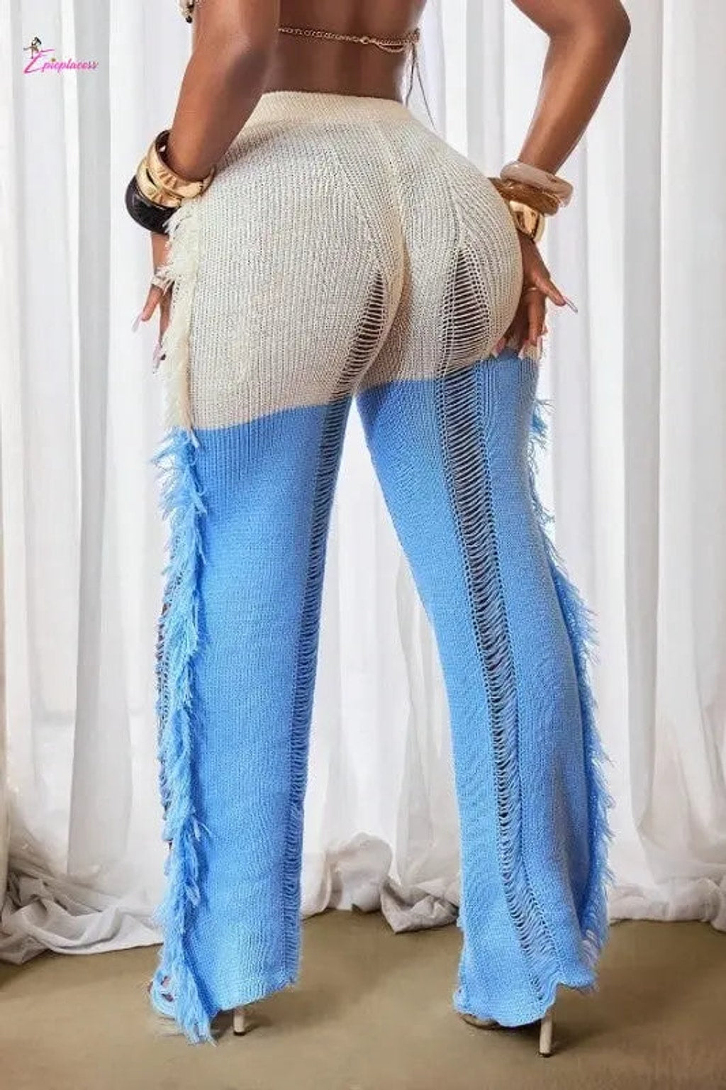 Fringe flare pants front view - Epicplacess