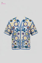 Crochet button-up shirt front view - Epicplacess